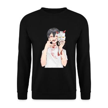 Japon Oni Masque Anime Otaku - Sweat-shirt Unisexe - noir - Devant - Alina (178cm) & Michal (187cm)