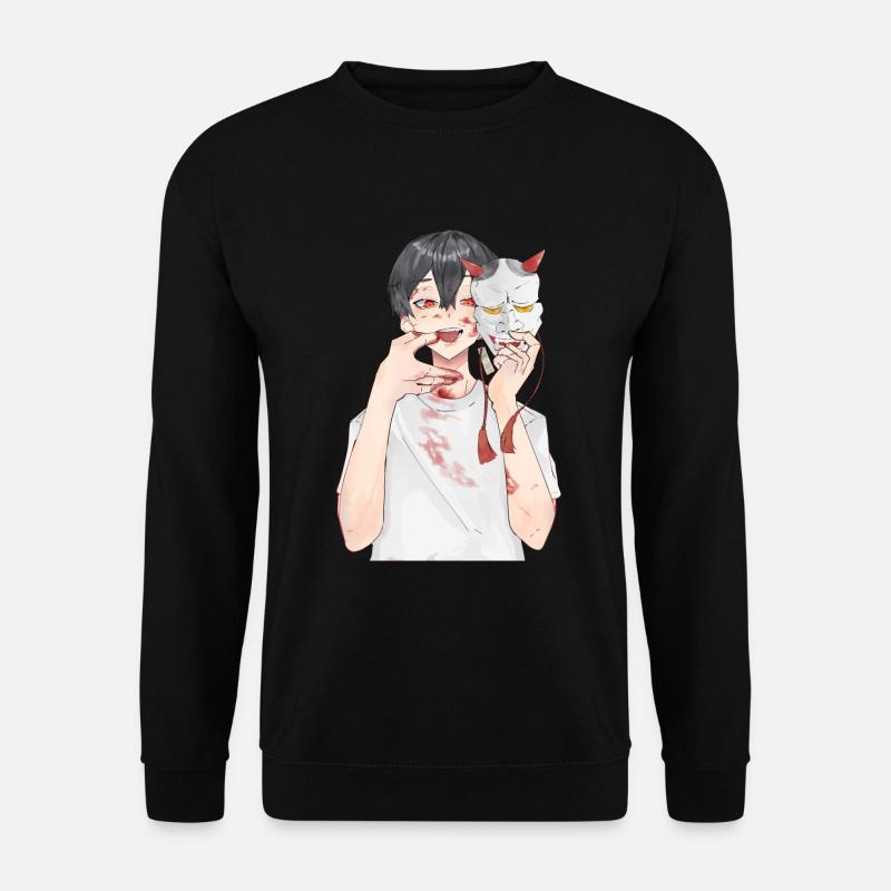 Japan Oni Maske Anime Otaku - Unisex Pullover - Schwarz
