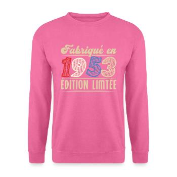 Fabriqué en 1953, Vintage cadeau d'anniversaire - Sweat-shirt Unisexe - rose - Devant