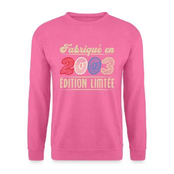 Fabriqué en 2003, Vintage cadeau d'anniversaire - Sweat-shirt Unisexe - rose - Devant