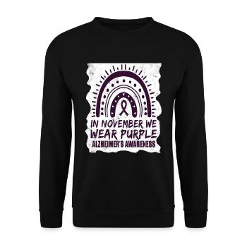 November Purple Alzheimers Awareness - Unisex Pullover - Schwarz - Vorne - Alina (178cm) & Michal (187cm)