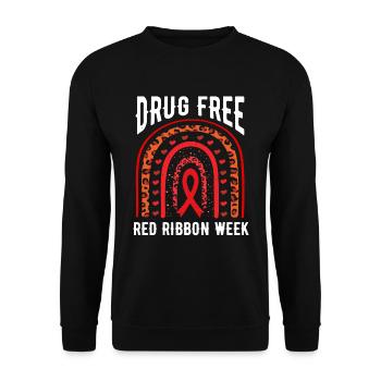 Rainbow Ribbon Week October Substance Wear Red - Unisex Pullover - Schwarz - Vorne - Alina (178cm) & Michal (187cm)