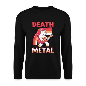 Kawaii Unicorn Rainbow Metal Music Lover Rock - Unisex Pullover - Schwarz - Vorne - Alina (178cm) & Michal (187cm)
