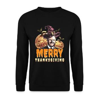 Drôle de président Thanksgiving Saison Automne - Sweat-shirt Unisexe - noir - Devant - Alina (178cm) & Michal (187cm)