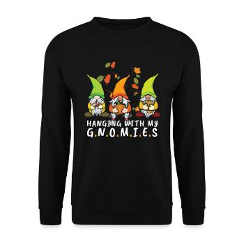 Hanging With Gnome Fall Thanksgiving Season Autumn - Unisex Sweatshirt - black - Front - Alina (178cm) & Michal (187cm)