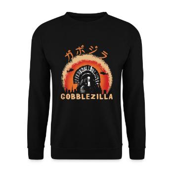 Funny Turkey Bird Gobble Monster Thanksgiving - Unisex Sweatshirt - black - Front - Alina (178cm) & Michal (187cm)