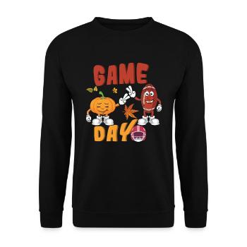 Rugby Pumpkin Ball Football Fan Thanksgiving - Unisex Sweatshirt - black - Front - Alina (178cm) & Michal (187cm)