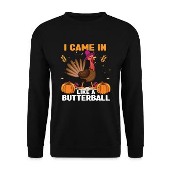 Funny Pumpkin And Turkey Fall Autumn Thanksgiving - Unisex Sweatshirt - black - Front - Alina (178cm) & Michal (187cm)