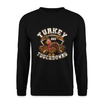 Rugby Turkey Touchdown Football Fan Thanksgiving - Unisex Sweatshirt - black - Front - Alina (178cm) & Michal (187cm)