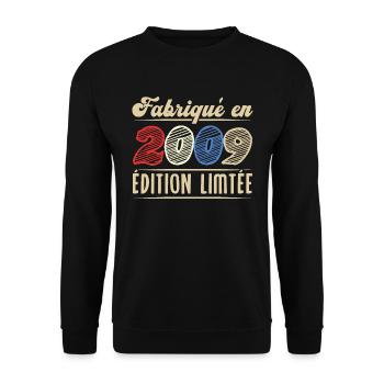 Fabriqué en 2009, Vintage cadeau d'anniversaire - Sweat-shirt Unisexe - noir - Devant - Alina (178cm) & Michal (187cm)