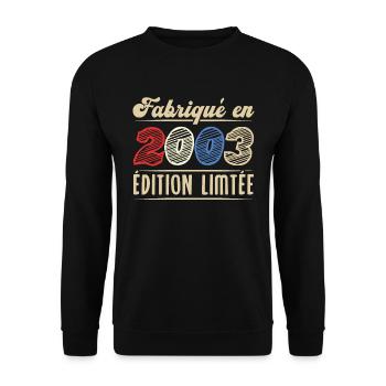 Fabriqué en 2003, Vintage cadeau d'anniversaire - Sweat-shirt Unisexe - noir - Devant - Alina (178cm) & Michal (187cm)