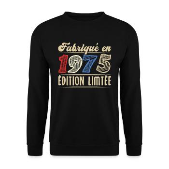 Fabriqué en 1975, Vintage cadeau d'anniversaire - Sweat-shirt Unisexe - noir - Devant - Alina (178cm) & Michal (187cm)