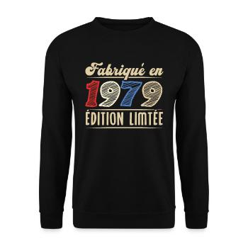 Fabriqué en 1979, Vintage cadeau d'anniversaire - Sweat-shirt Unisexe - noir - Devant - Alina (178cm) & Michal (187cm)