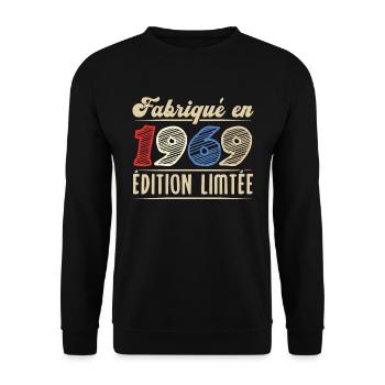 Fabriqué en 1969, Vintage cadeau d'anniversaire - Sweat-shirt Unisexe - noir - Devant - Alina (178cm) & Michal (187cm)