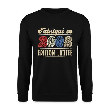 Fabriqué en 2008, Vintage cadeau d'anniversaire - Sweat-shirt Unisexe - noir - Devant - Alina (178cm) & Michal (187cm)