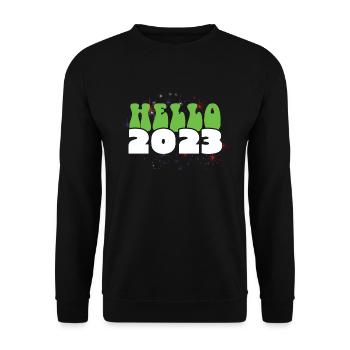 Hello 2023 Love Happy New Year 2023 New Year - Unisex Pullover - Schwarz - Vorne - Alina (178cm) & Michal (187cm)