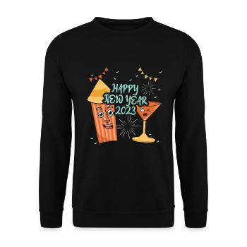 Wine Crackers 2023 New Year Hello 2023 New Year - Unisex Sweatshirt - black - Front - Alina (178cm) & Michal (187cm)