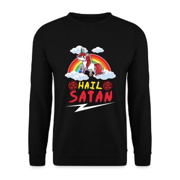 Satan Licorne Arc-en-ciel Metal Musique Amateur de Rock - Sweat-shirt Unisexe - noir - Devant - Alina (178cm) & Michal (187cm)