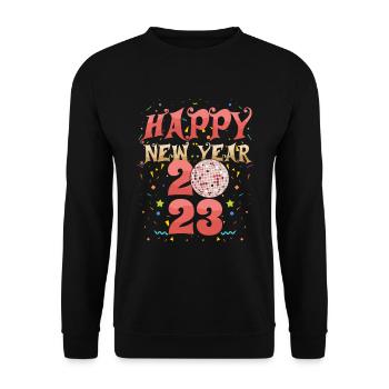 Groovy New Year Happy New Year 2023 Welcome 2023 - Unisex Pullover - Schwarz - Vorne - Alina (178cm) & Michal (187cm)