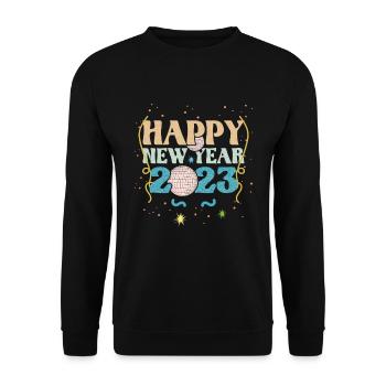Party New Year Happy New Year 2023 Welcome 2023 - Unisex Pullover - Schwarz - Vorne - Alina (178cm) & Michal (187cm)
