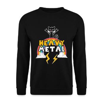 Rainbow Cat Heavy Meow Metal Music Lover - Unisex Pullover - Schwarz - Vorne - Alina (178cm) & Michal (187cm)