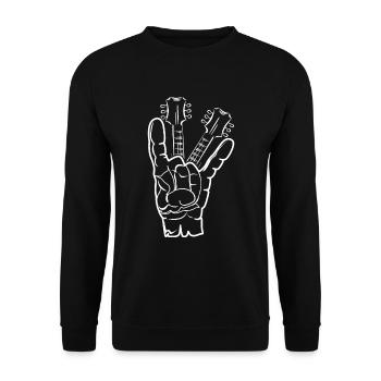 Rock Hand Metal Music Lover Guitarist - Unisex Pullover - Schwarz - Vorne - Alina (178cm) & Michal (187cm)