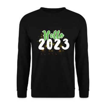 Hello 2023 Happy New Year 2023 New Year - Unisex Sweatshirt - black - Front - Alina (178cm) & Michal (187cm)