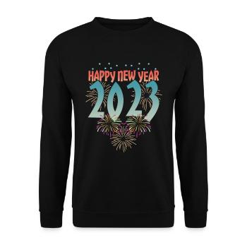 Fireworks Happy New Year 2023 New Year - Unisex Pullover - Schwarz - Vorne - Alina (178cm) & Michal (187cm)