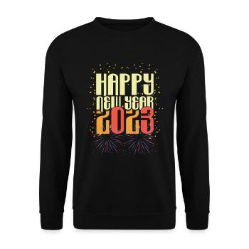 Party Fireworks Happy New Year 2023 New Year - Unisex Pullover - Schwarz - Vorne - Alina (178cm) & Michal (187cm)
