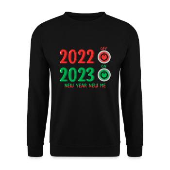 2022 Off 2023 On Happy New Year 2023 New Year - Unisex Pullover - Schwarz - Vorne - Alina (178cm) & Michal (187cm)