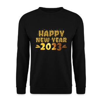 Hello 2023 Happy New Year 2023 New Year 2023 - Unisex Sweatshirt - black - Front - Alina (178cm) & Michal (187cm)