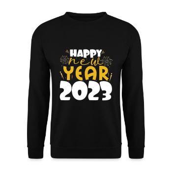 Love Celebrate 2023 Hello 2023 Bonne année 2023 - Sweat-shirt Unisexe - noir - Devant - Alina (178cm) & Michal (187cm)