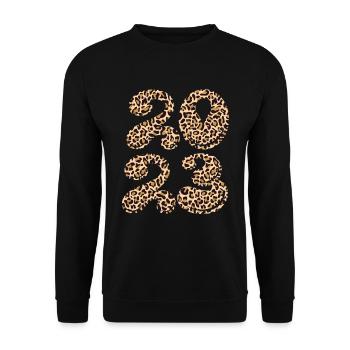 Leopard Happy New Year 2023 Hello 2023 New Year - Unisex Pullover - Schwarz - Vorne - Alina (178cm) & Michal (187cm)