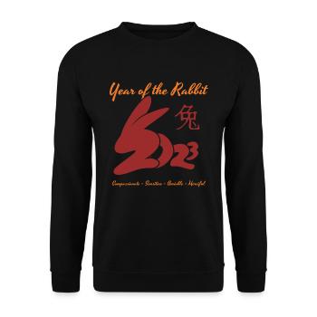 Chinese New Year Of Rabbit 2023 Happy New Year - Unisex Pullover - Schwarz - Vorne - Alina (178cm) & Michal (187cm)