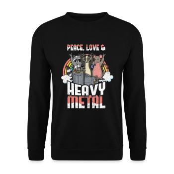Rock Love Peace Metal Kid Music Heavy Trash Racoon - Sweat-shirt Unisexe - noir - Devant - Alina (178cm) & Michal (187cm)
