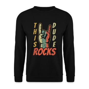 Retro Rock Sign Rock Hand Metal Kid Rocker - Unisex Pullover - Schwarz - Vorne - Alina (178cm) & Michal (187cm)