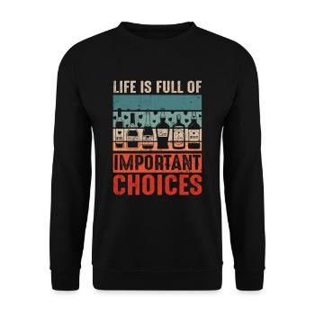 Retro Vintage Life Full Of Choices Alcohol Bottle - Unisex Pullover - Schwarz - Vorne - Alina (178cm) & Michal (187cm)