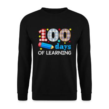 Plaid 100e jour d’apprentissage 100 jours d’école - Sweat-shirt Unisexe - noir - Devant - Alina (178cm) & Michal (187cm)
