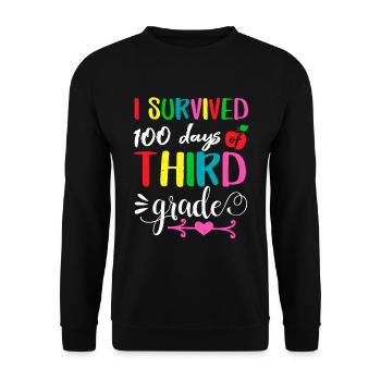 100e jour a survécu à la 3e année 100 jours d’école - Sweat-shirt Unisexe - noir - Devant - Alina (178cm) & Michal (187cm)