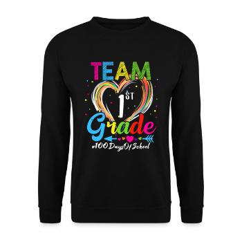 100th Day Team 1st Grade Squad 100 Days Of School - Unisex Sweatshirt - black - Front - Alina (178cm) & Michal (187cm)