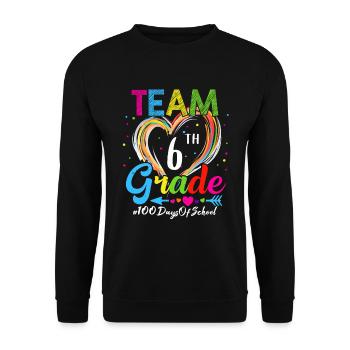 100th Day Team 6th Grade Squad 100 Days Of School - Unisex Sweatshirt - black - Front - Alina (178cm) & Michal (187cm)