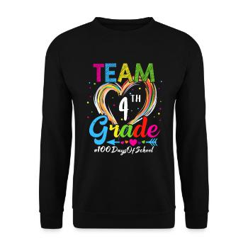 100th Day Team 4th Grade Squad 100 Days Of School - Unisex Sweatshirt - black - Front - Alina (178cm) & Michal (187cm)