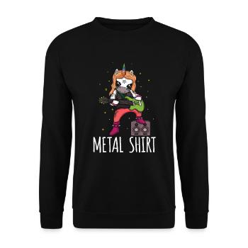 Guitare Metal Musique Heavy Rock Rocker Licorne - Sweat-shirt Unisexe - noir - Devant - Alina (178cm) & Michal (187cm)