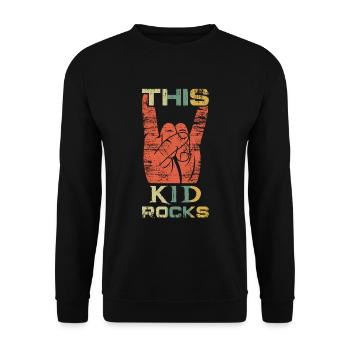 Vintage Rock Sign Rock Hand Metal Kid - Unisex Pullover - Schwarz - Vorne - Alina (178cm) & Michal (187cm)