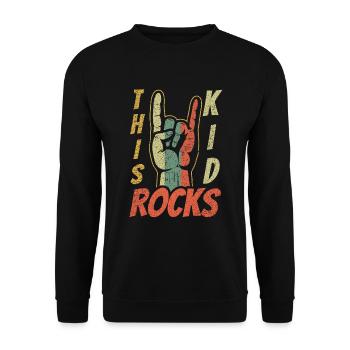 Vintage Retro Rock Sign Rock Hand Metal Kid Rocker - Unisex Sweatshirt - black - Front - Alina (178cm) & Michal (187cm)