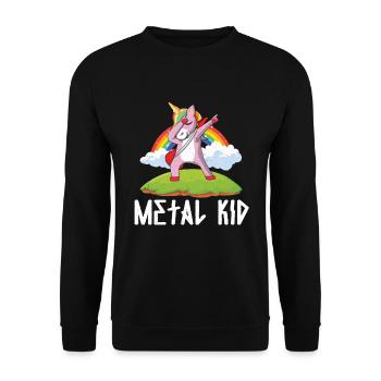 Guitar Metal Kid Music Heavy Rock Dab Unicorn - Unisex Pullover - Schwarz - Vorne - Alina (178cm) & Michal (187cm)