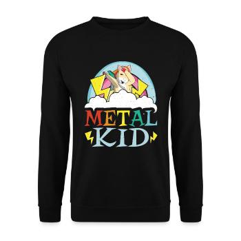 Guitare Metal Kid Musique Rock Dab Licorne Kawaii - Sweat-shirt Unisexe - noir - Devant - Alina (178cm) & Michal (187cm)