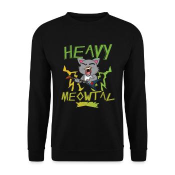 Cute Cat Heavy Meow Metal Music Lover Guitar Kid - Unisex Pullover - Schwarz - Vorne - Alina (178cm) & Michal (187cm)