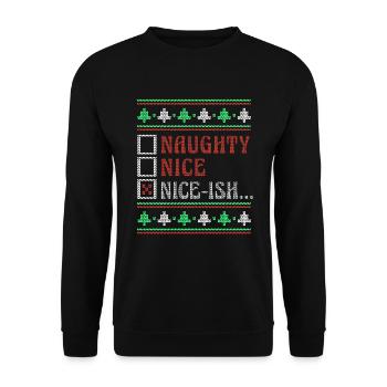 Petite coquine gentille blague drôle Noël moche - Sweat-shirt Unisexe - noir - Devant - Alina (178cm) & Michal (187cm)