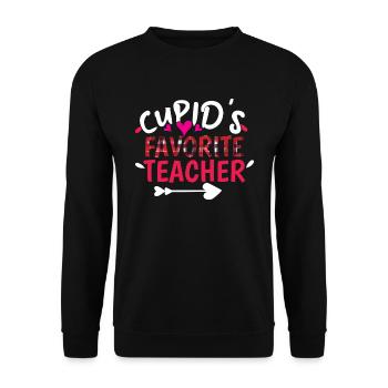 Plaid Cupid Favorite Teacher Valentines Day - Unisex Sweatshirt - black - Front - Alina (178cm) & Michal (187cm)